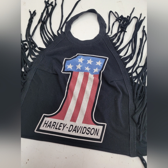 Harley Davidson Fringe Halter Top Upcycled - Picture 6 of 6